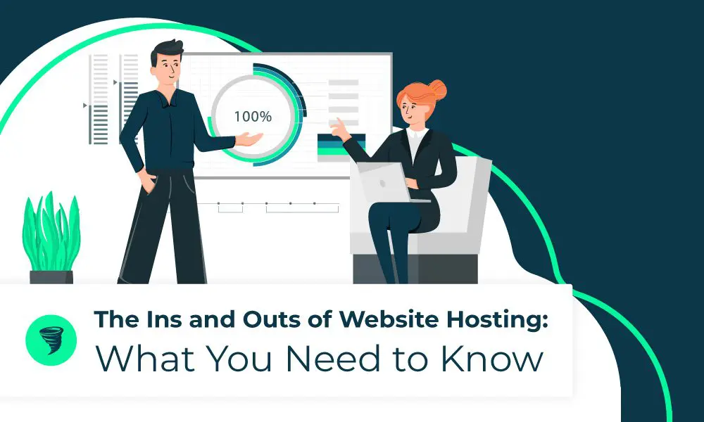characters analyzing website performance and hosting.