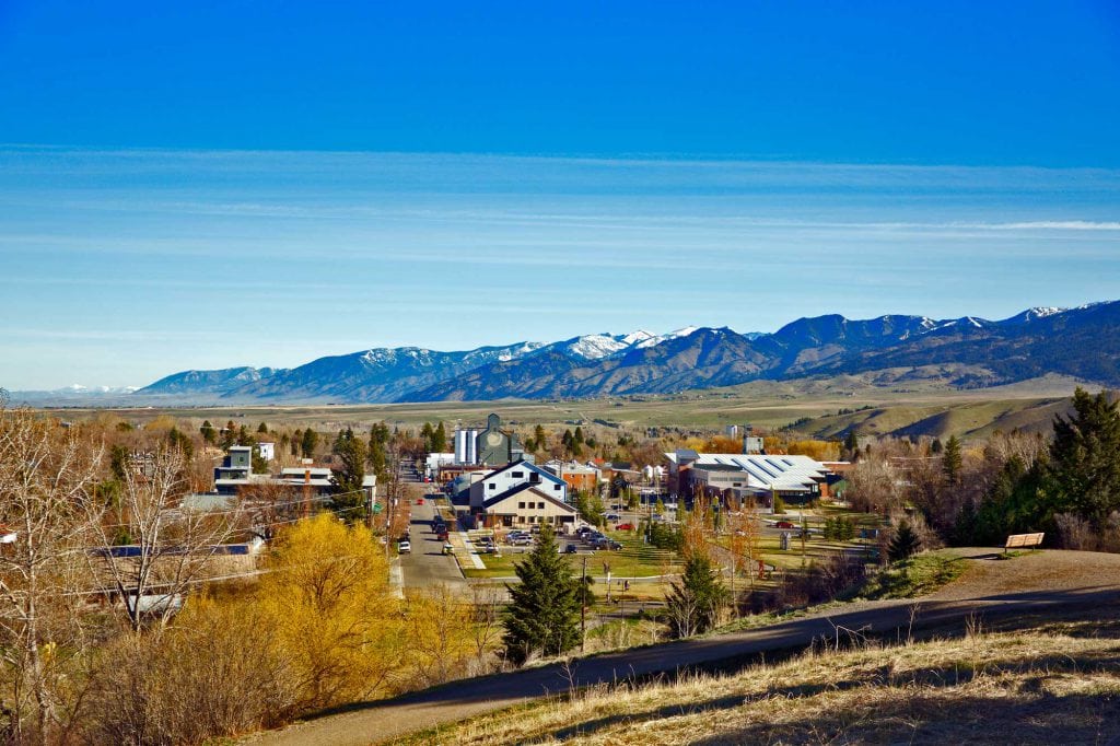 bozeman montana with bridger mountains in background