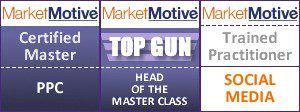 Market Motive certifications for Master PPC, Top Gun, and Trained in Social Media