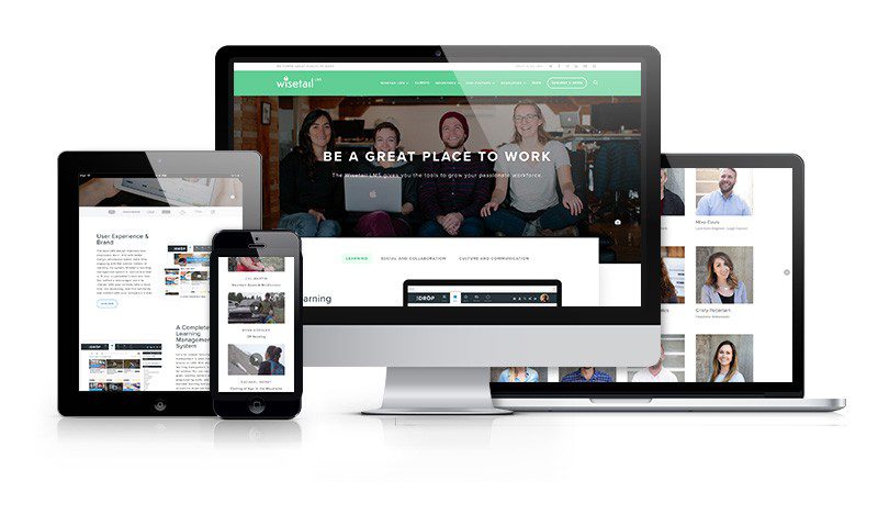 Wisetail website displayed on desktop devices and mobile responsive formats