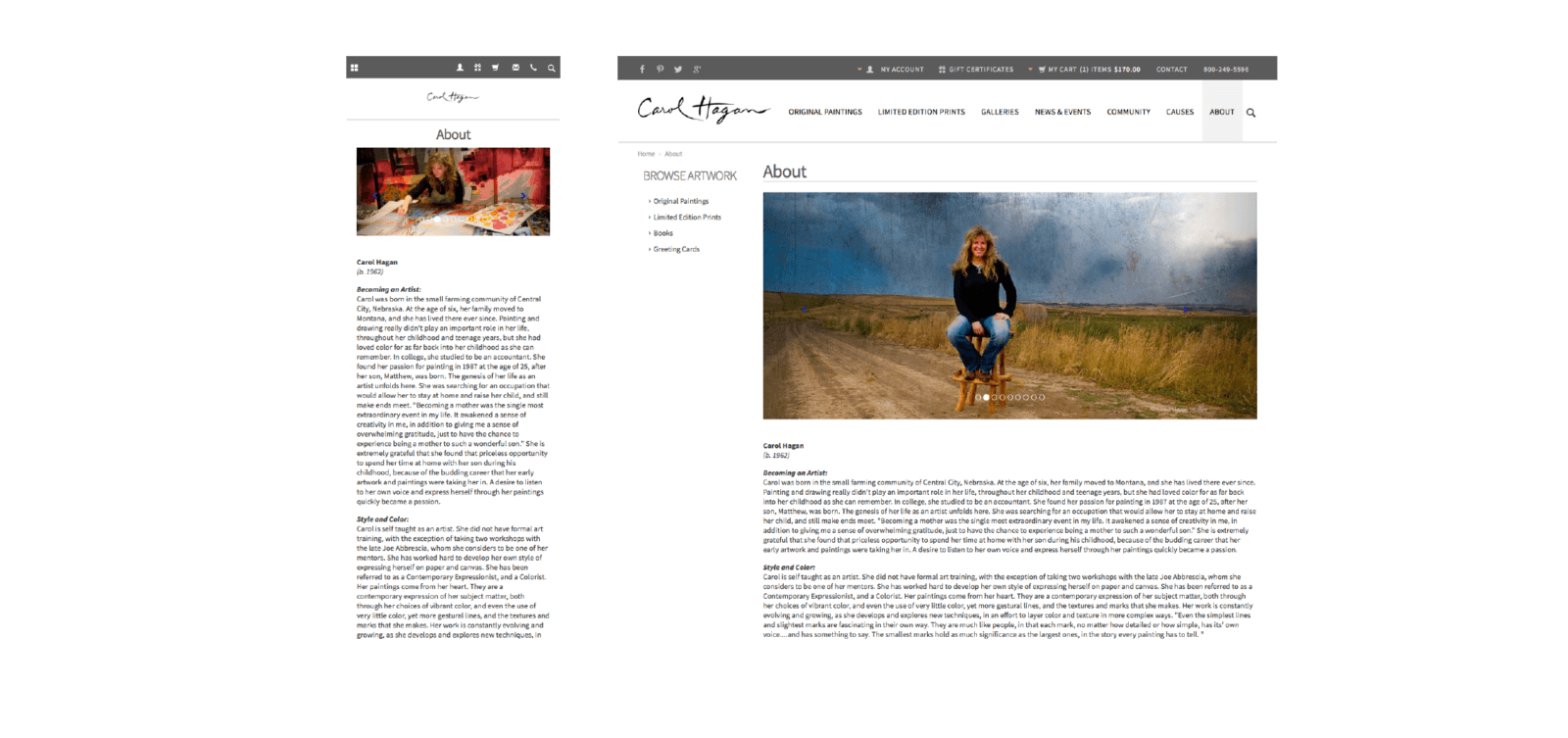 Carol Hagan website about page