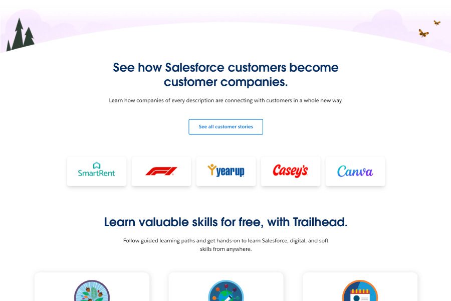 Salesforce Homepage testimonial section