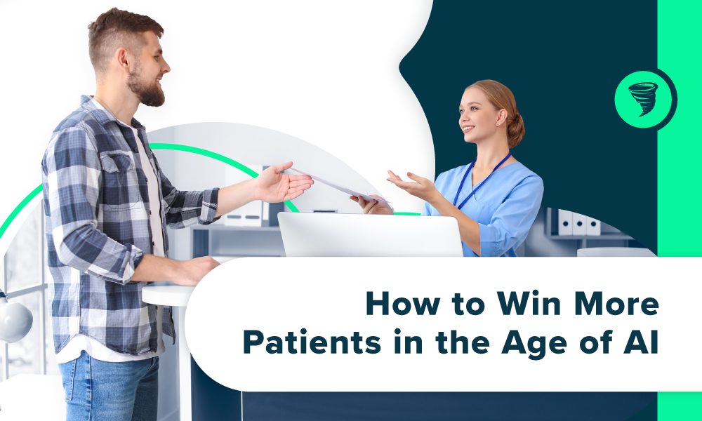 How to Win more Patients in the Age of AI - Man talking to clinic receptionist
