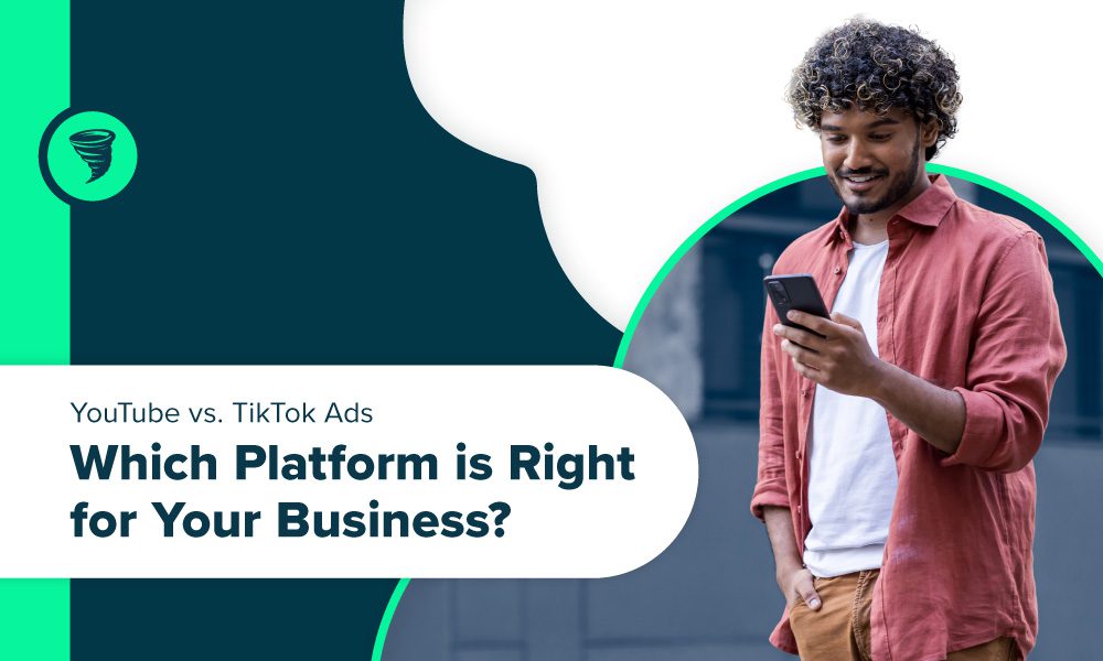 "YouTube vs. TikTok Ads: Which Platform is Right for Your Business?" Consumer looking at video platform ad